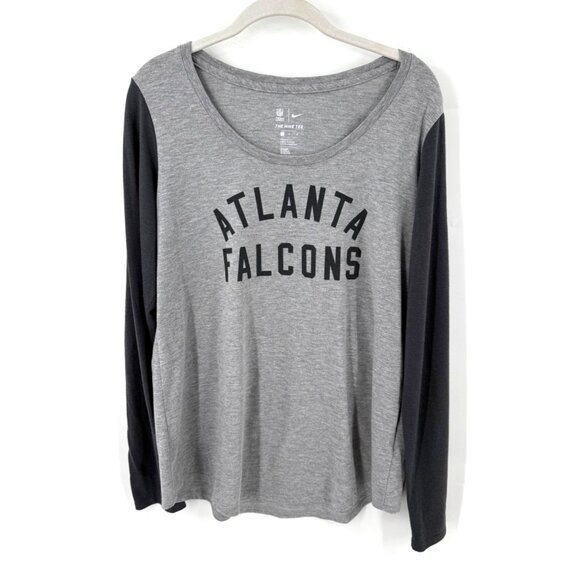 Nike Womens Atlanta Falcons NFL Long Sleeve Raglan Baseball Tee Size Large Grey - Picture 1 of 5